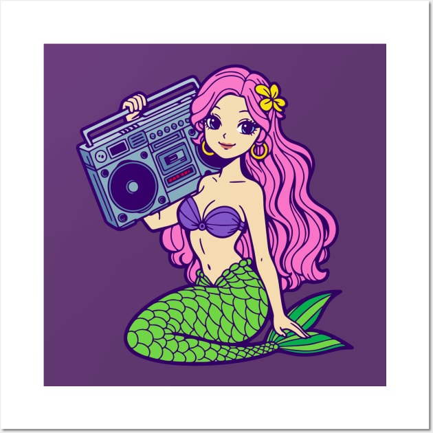 Mermaid Radio Wall Art by DavesTees